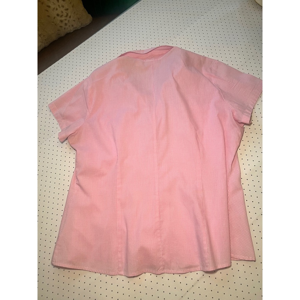Lee Womens XL Pink Gingham Button Down Shirt Stretch Preppy Y2K Easy Care - Picture 9 of 9